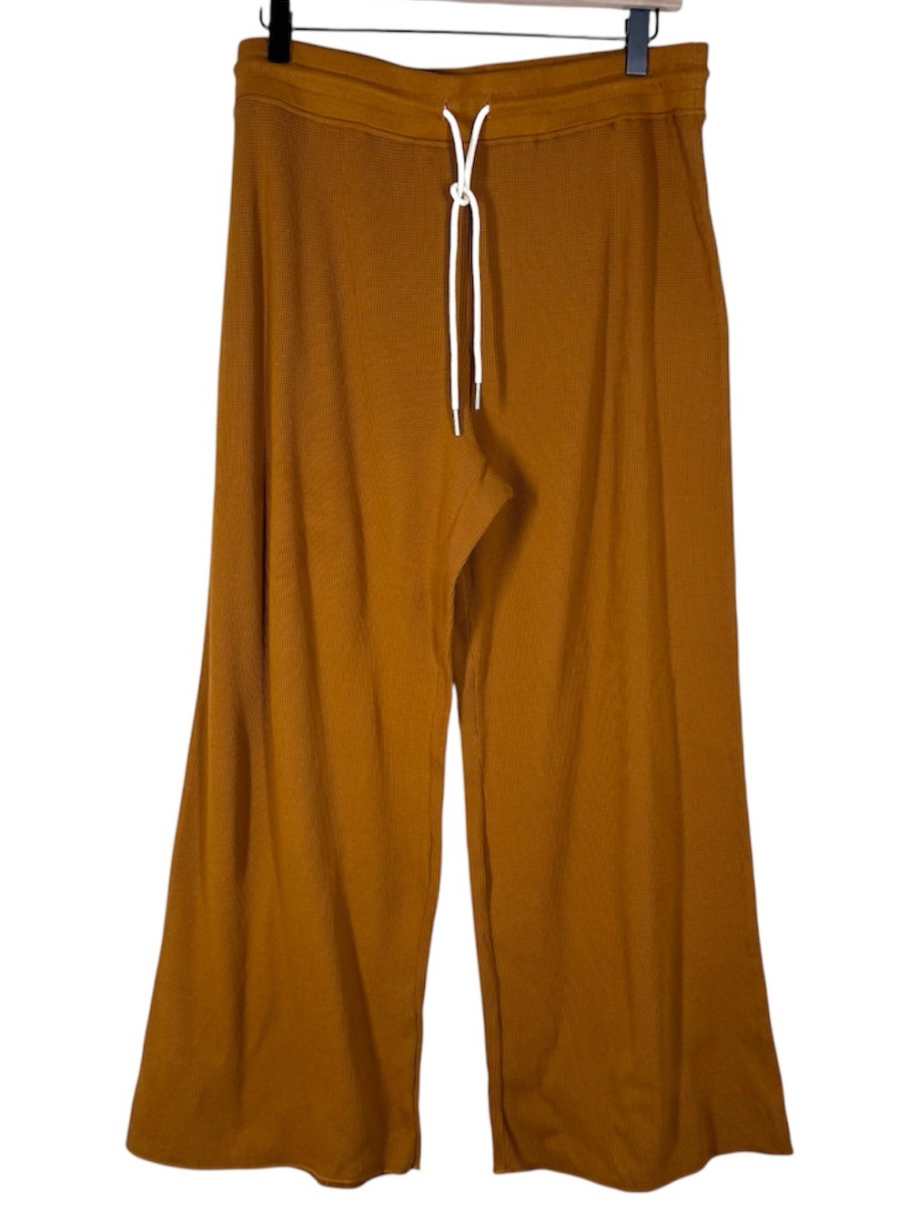NWT MATE The Label Organic Thermal Wide Leg Pants Amber Waffle Knit Size Large